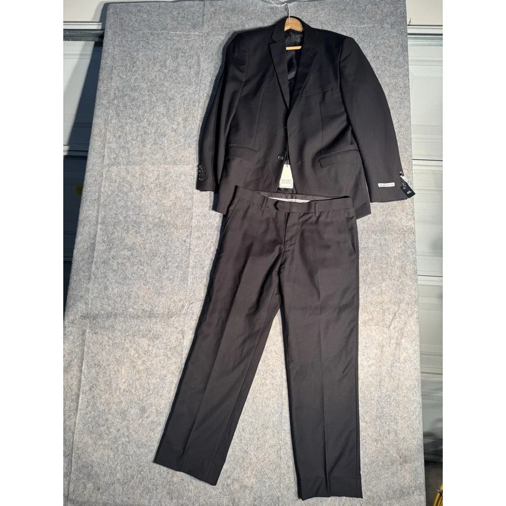Mens (Sharp Suit) Jacket 40L Black Slim‎ Fit Active Stretch Wool US: 32X26